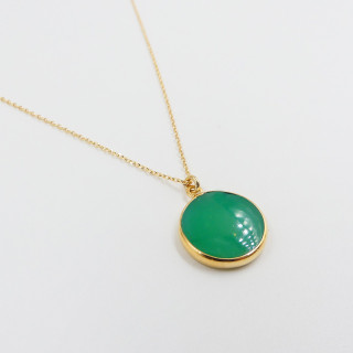 Collier Plaqué Or Pendentif Chrysoprase