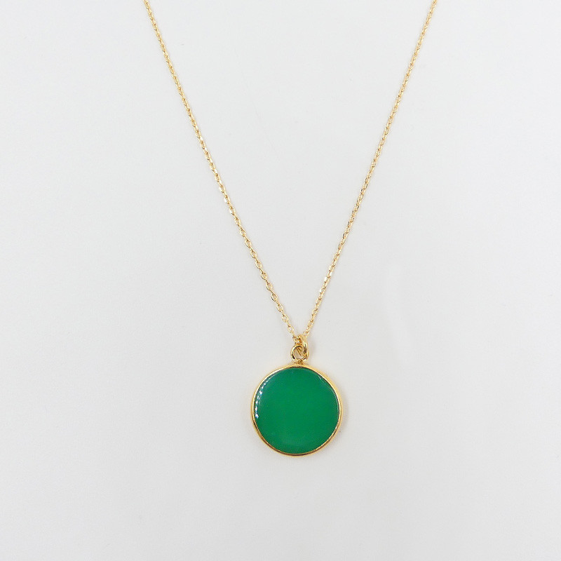 Collier Plaqué Or Pendentif Chrysoprase