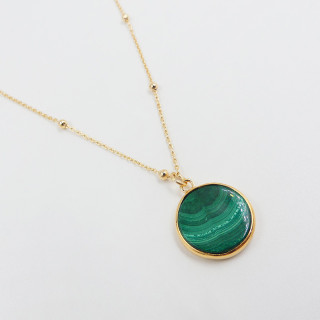 Collier Plaqué Or Pendentif Malachite