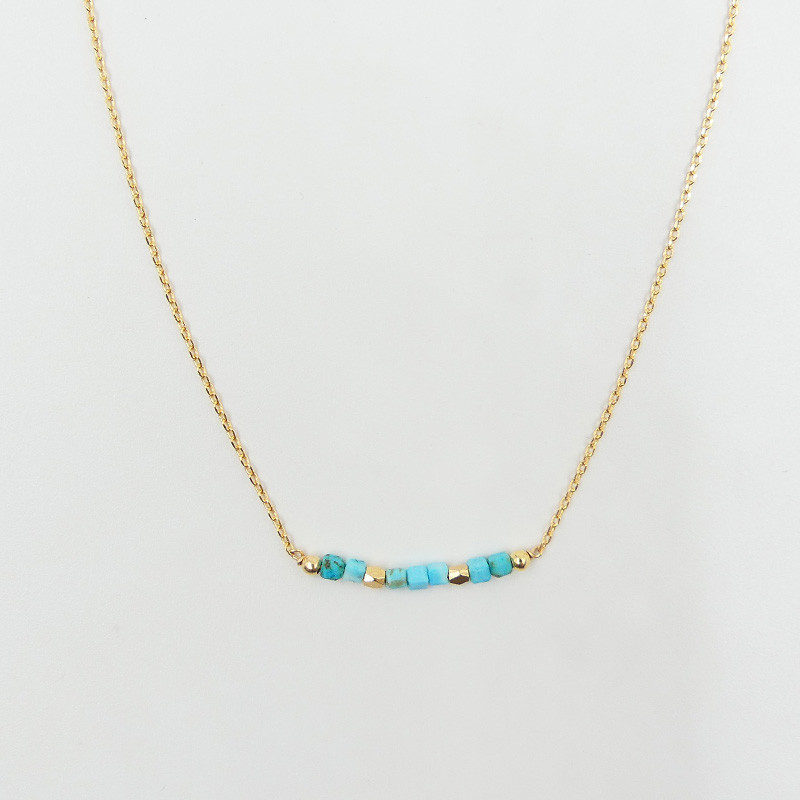 Collier Plaqué or barrette Turquoise Africaine