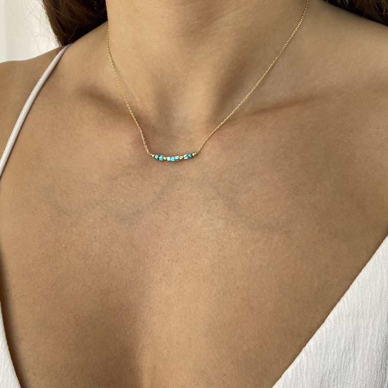 Collier Plaqué or barrette Turquoise Africaine