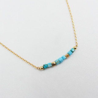 Collier Plaqué or barrette Turquoise Africaine