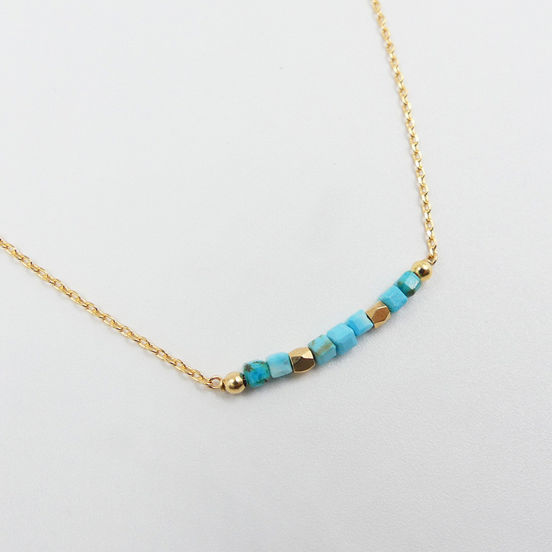 Collier Plaqué or barrette Turquoise Africaine