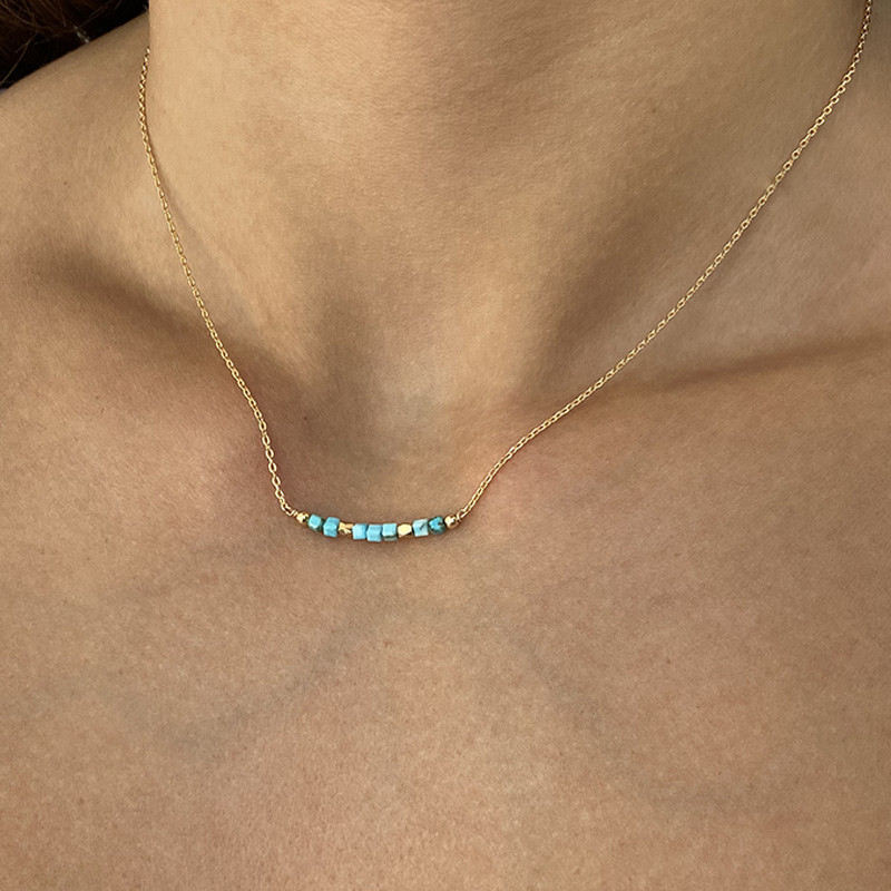 Collier Plaqué or barrette Turquoise Africaine