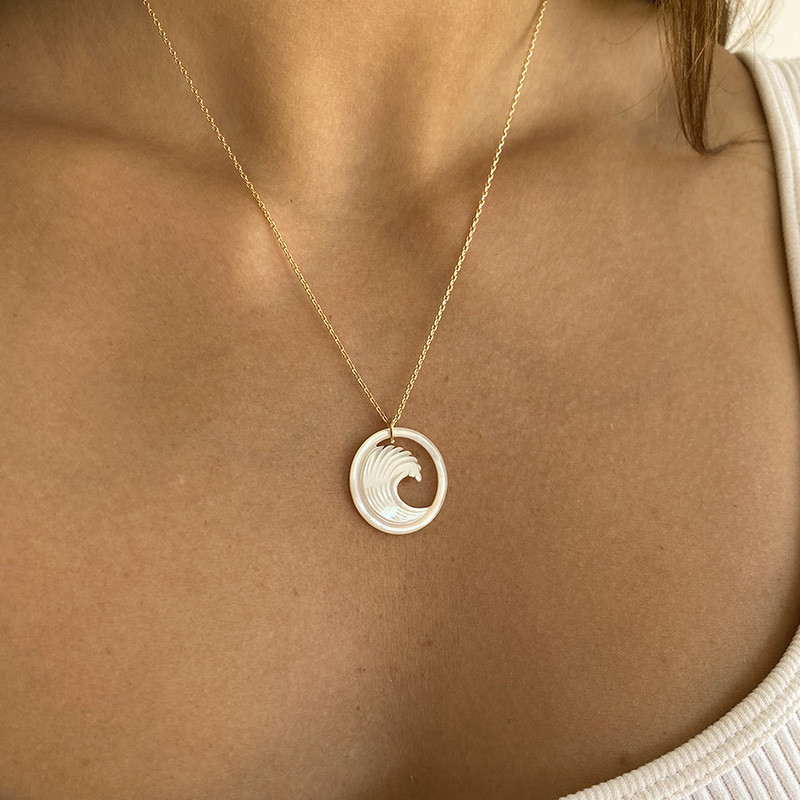 Collier Plaqué or Wave Nacre
