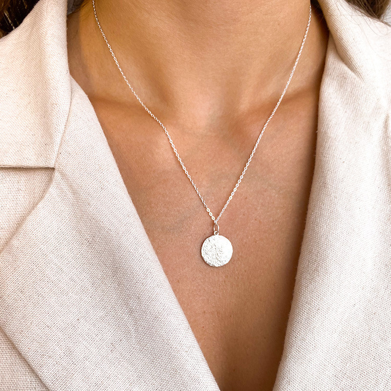 Médaille Argent texturée 15 mm