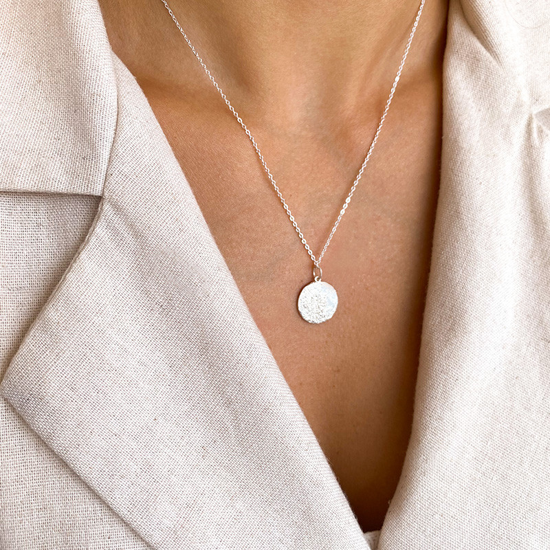 Médaille Argent texturée 15 mm