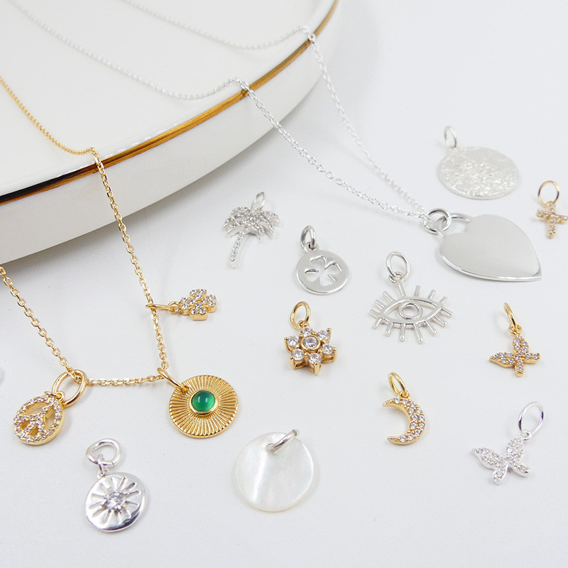 Charm's argent palmier strass