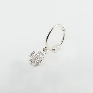 Boucle à l'unité Argent trèfle Strass