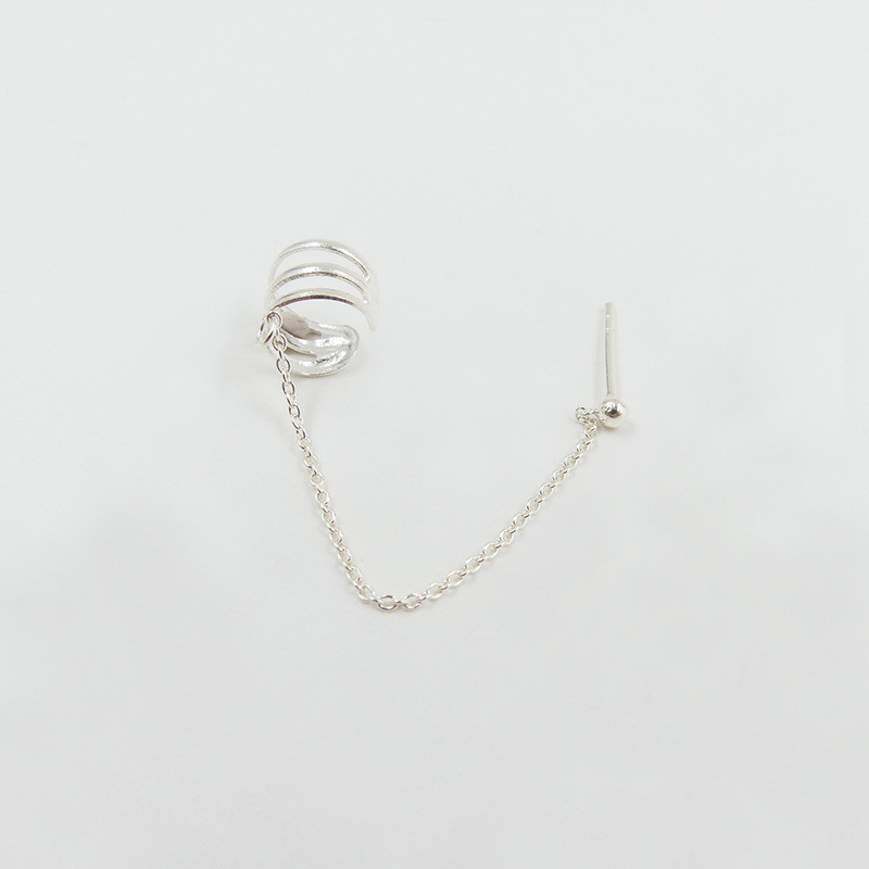 Boucle à l'unité Argent clou et earcuff