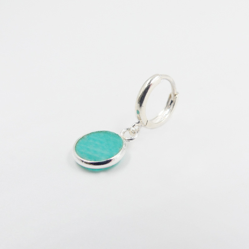 Boucle à l'unité Argent ronde Amazonite