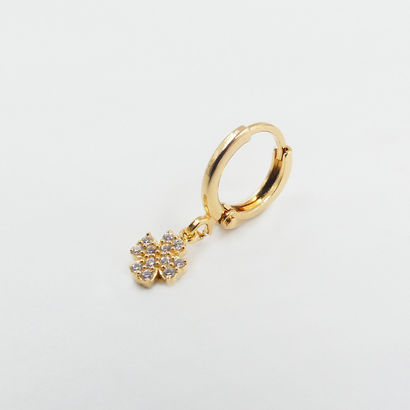 Boucle à l'unité dorée trèfle strass