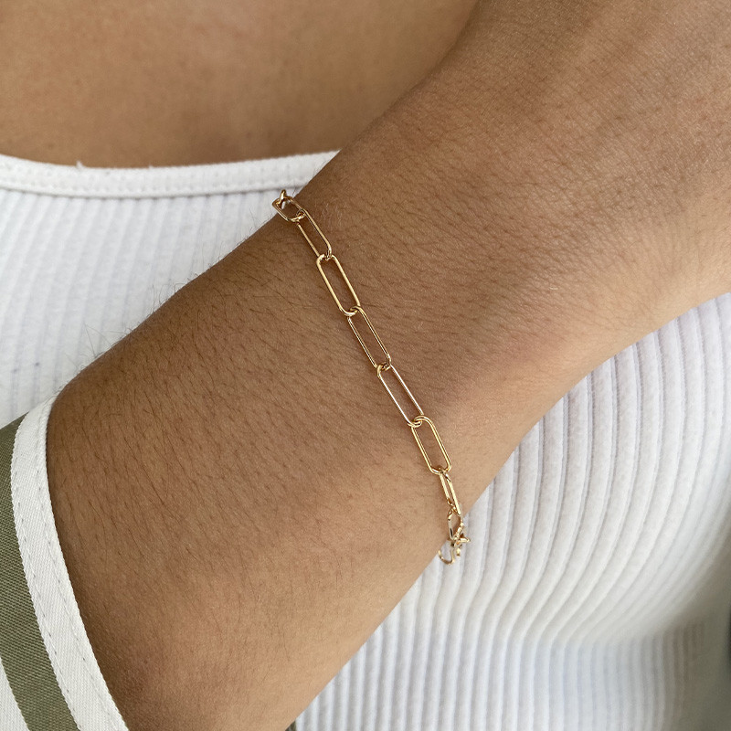 Bracelet plaqué or grandes mailles