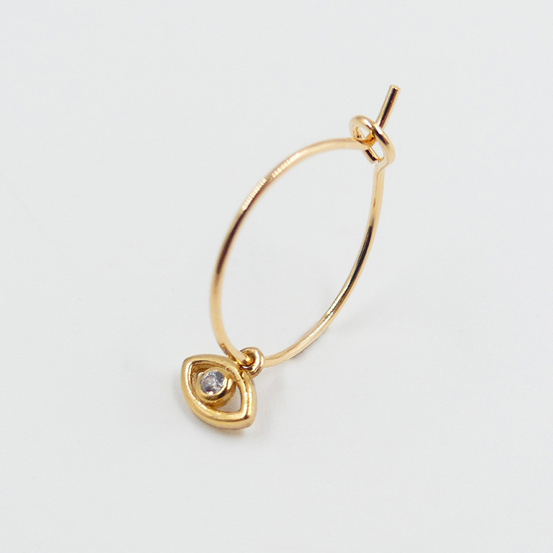 Boucle à l'unité Dorée Oeil Strass