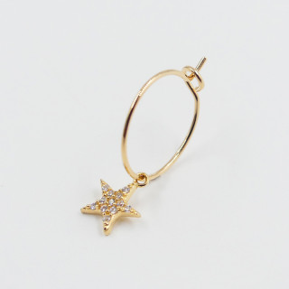 Boucle à l'unité plaqué or Etoile Strass
