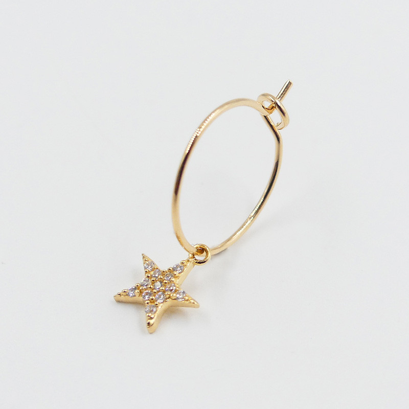 Boucle à l'unité plaqué or Etoile Strass