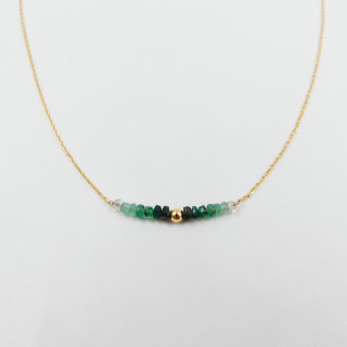 Collier or 18 carats et émeraude