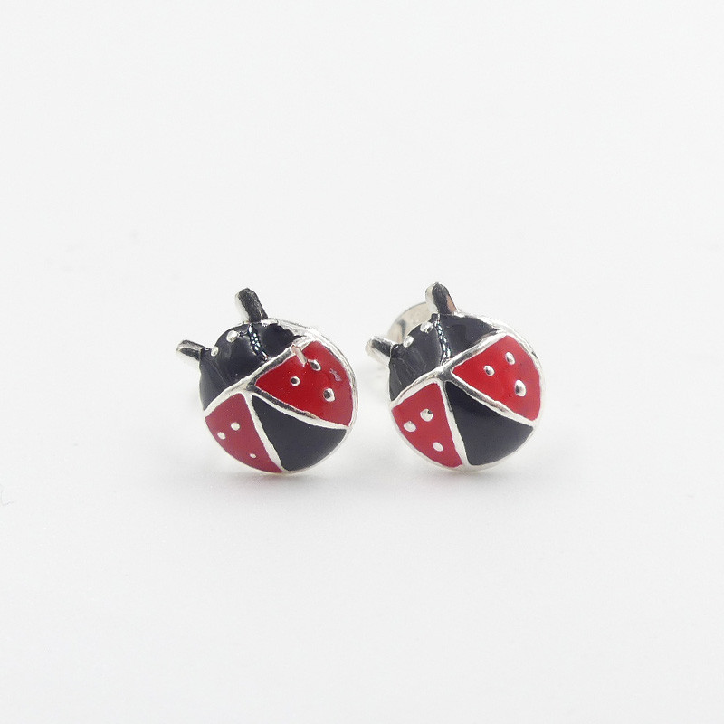 Clous argent enfant coccinelle