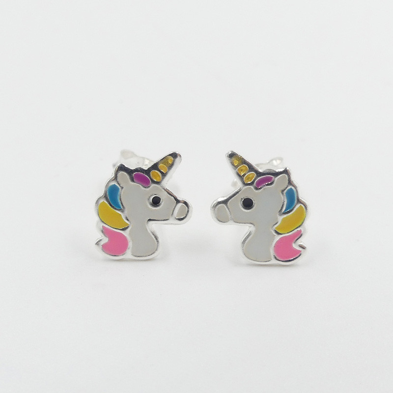 Clous argent enfant licorne