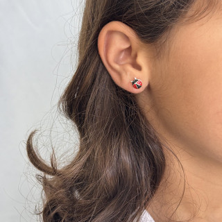 Clous argent enfant coccinelle