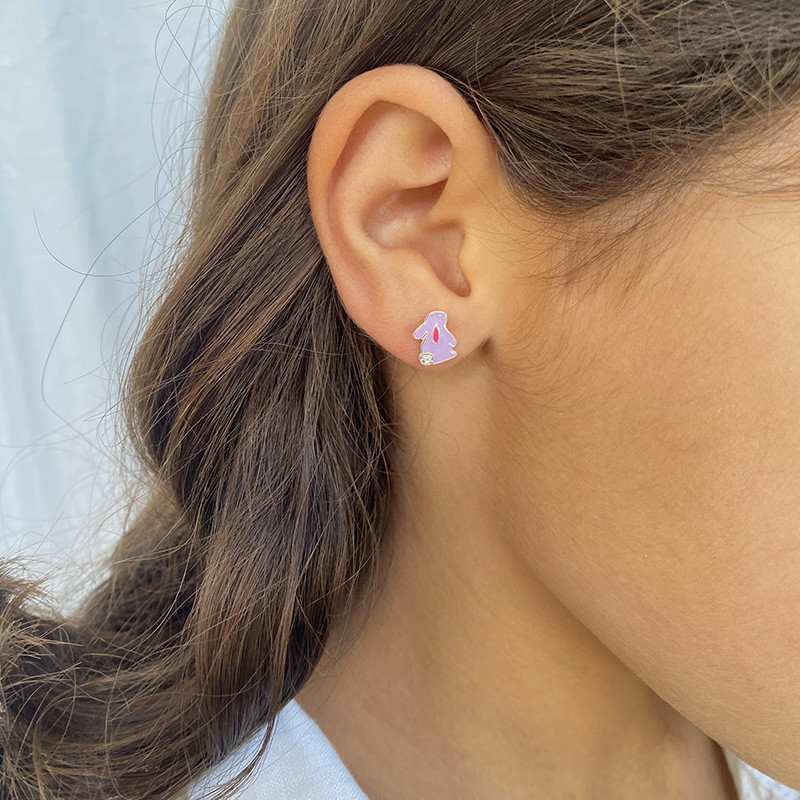 Clous Argent Enfant lapin et strass