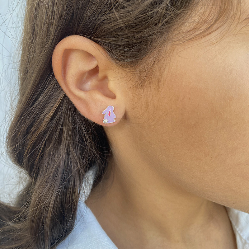 Clous Argent Enfant lapin et strass