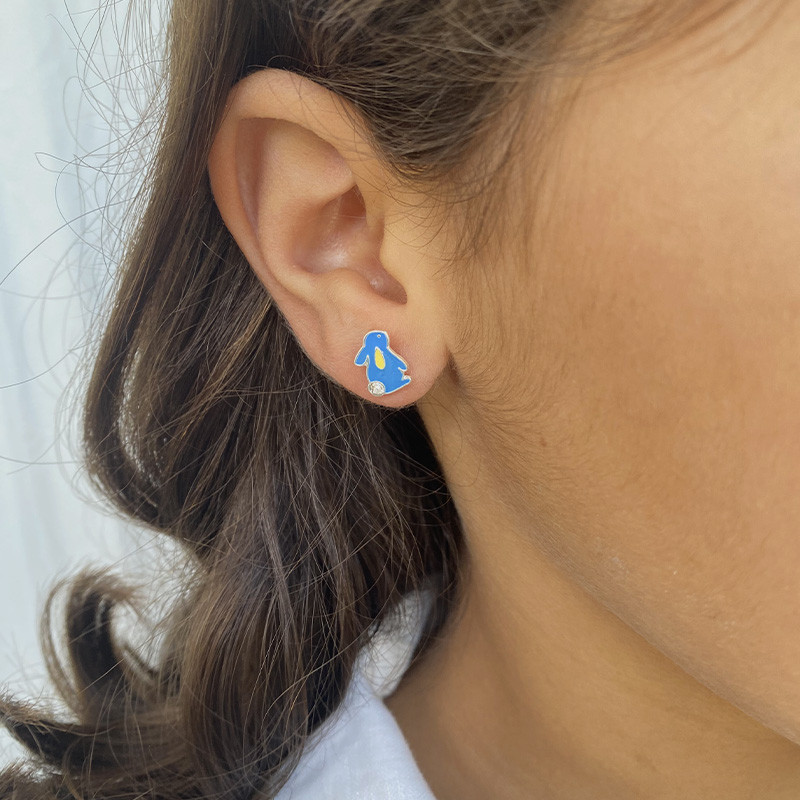 Clous Argent Enfant lapin et strass