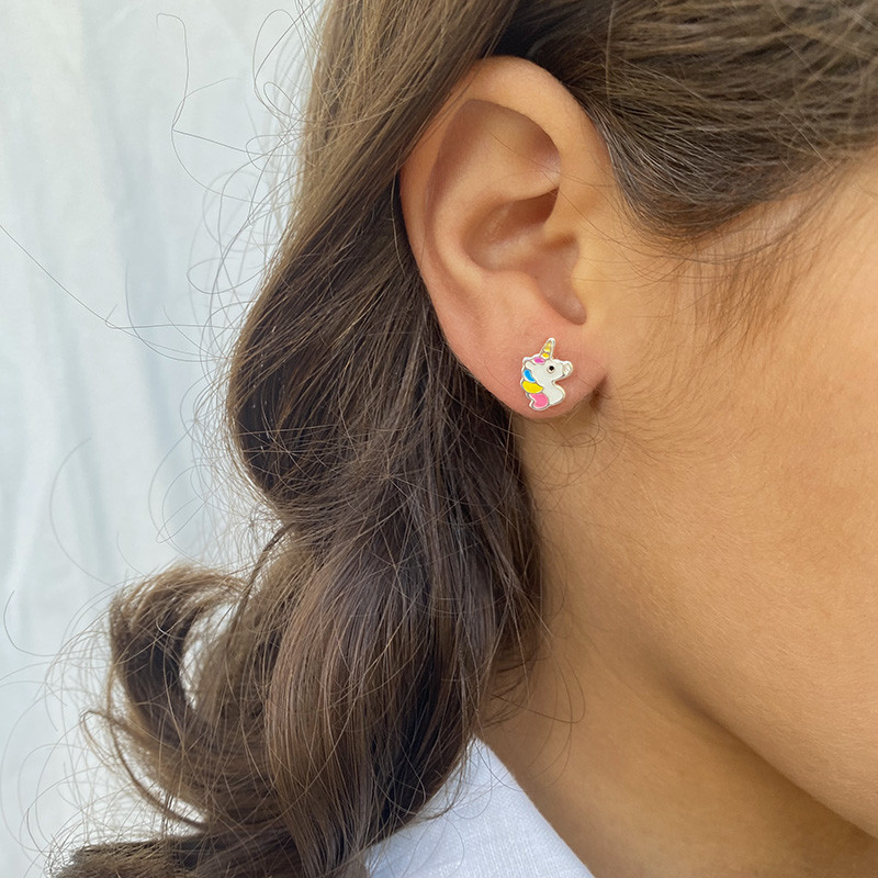 Clous argent enfant licorne