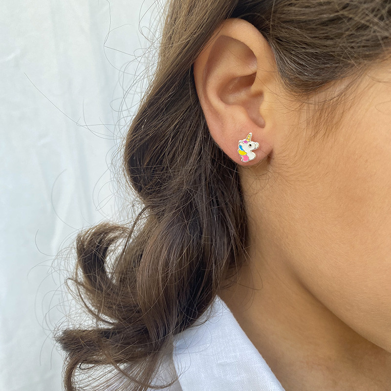 Clous argent enfant licorne