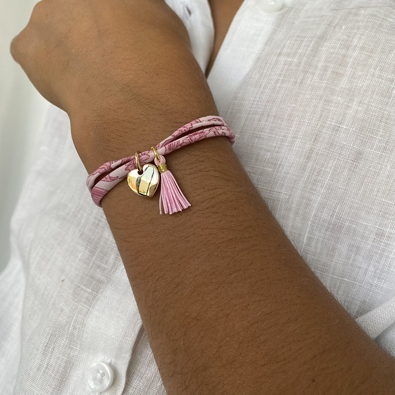 Bracelet enfant Cordon Liberty Doré coeur et pompon