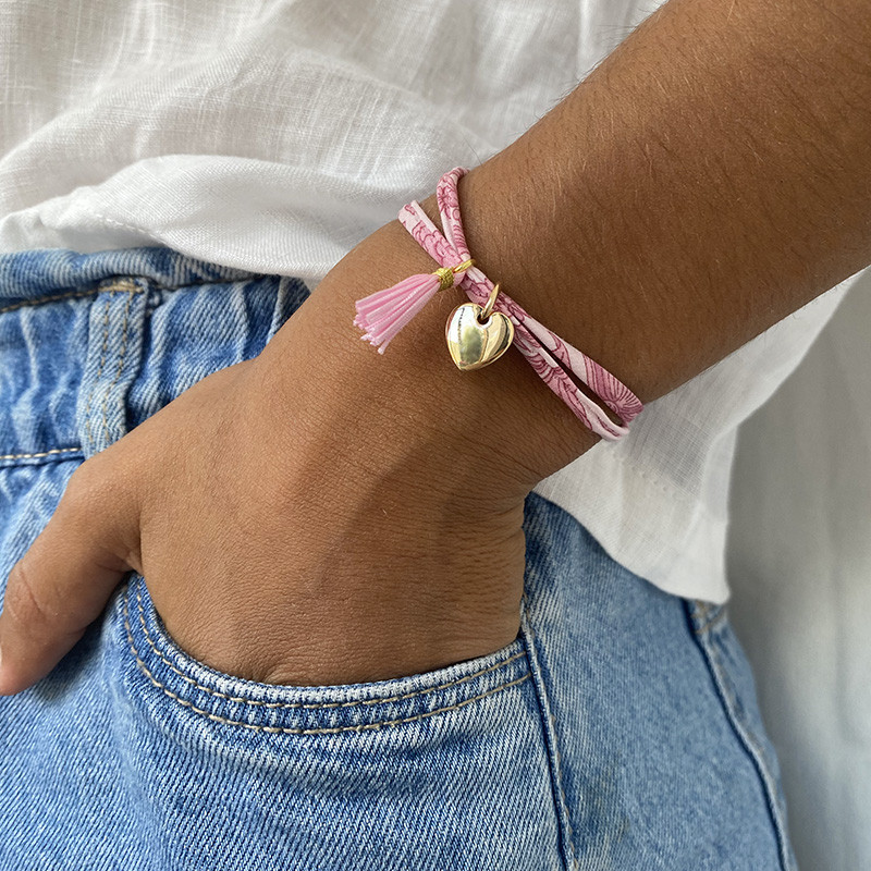 Bracelet enfant Cordon Liberty Doré coeur et pompon
