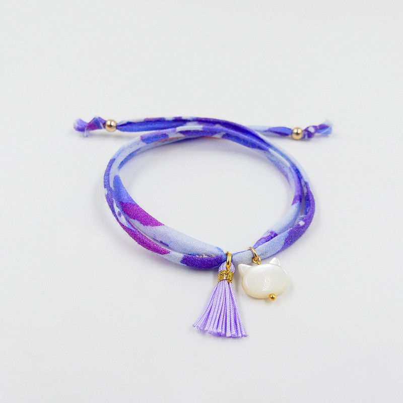 Bracelet enfant Cordon Liberty Doré chat et pompon