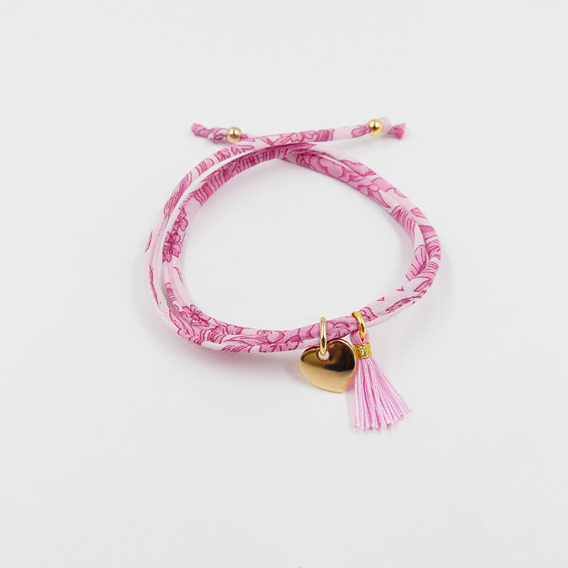 Bracelet enfant Cordon Liberty Doré coeur et pompon