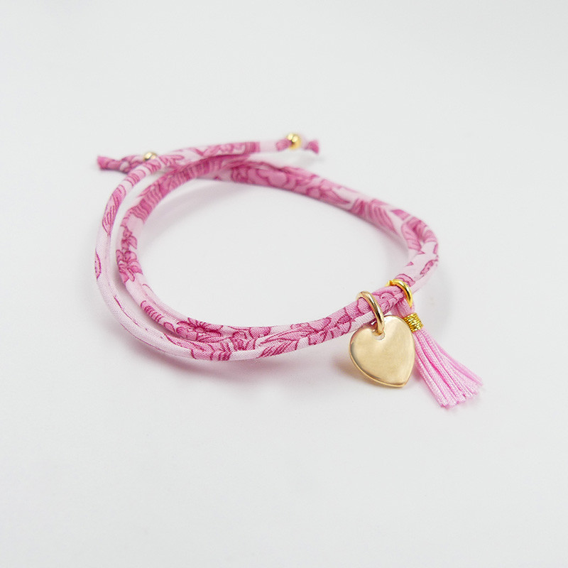 Bracelet enfant Cordon Liberty Doré coeur et pompon