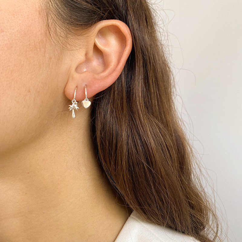 Boucle à l'unité Argent Coeur