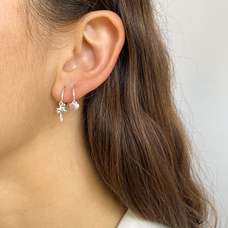 Boucle à l'unité Argent Coeur