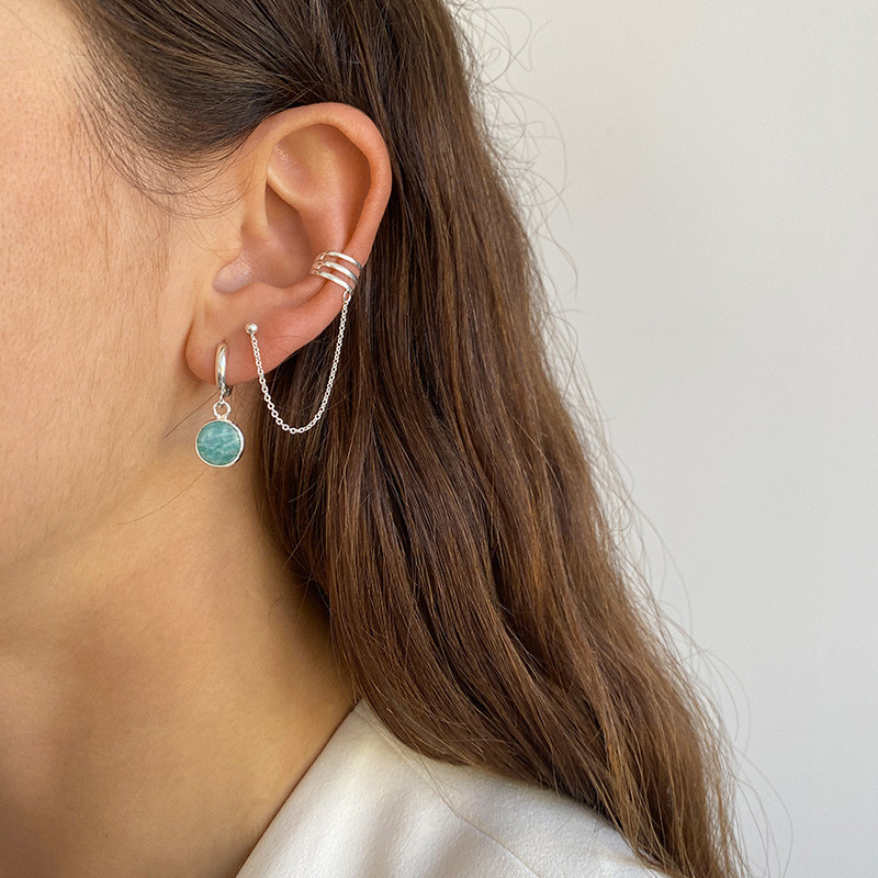 Boucle à l'unité Argent ronde Amazonite