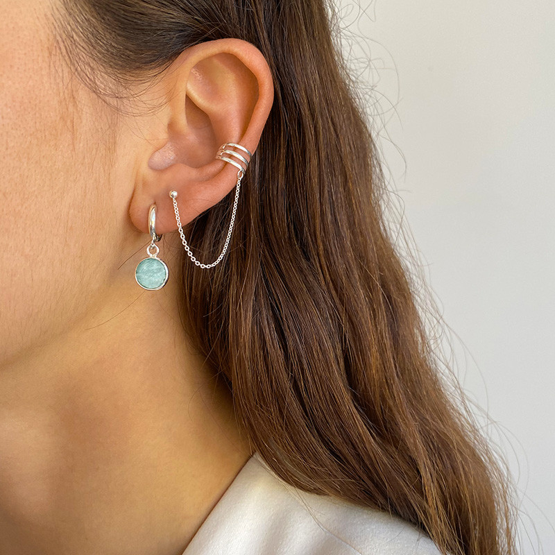 Boucle à l'unité Argent ronde Amazonite