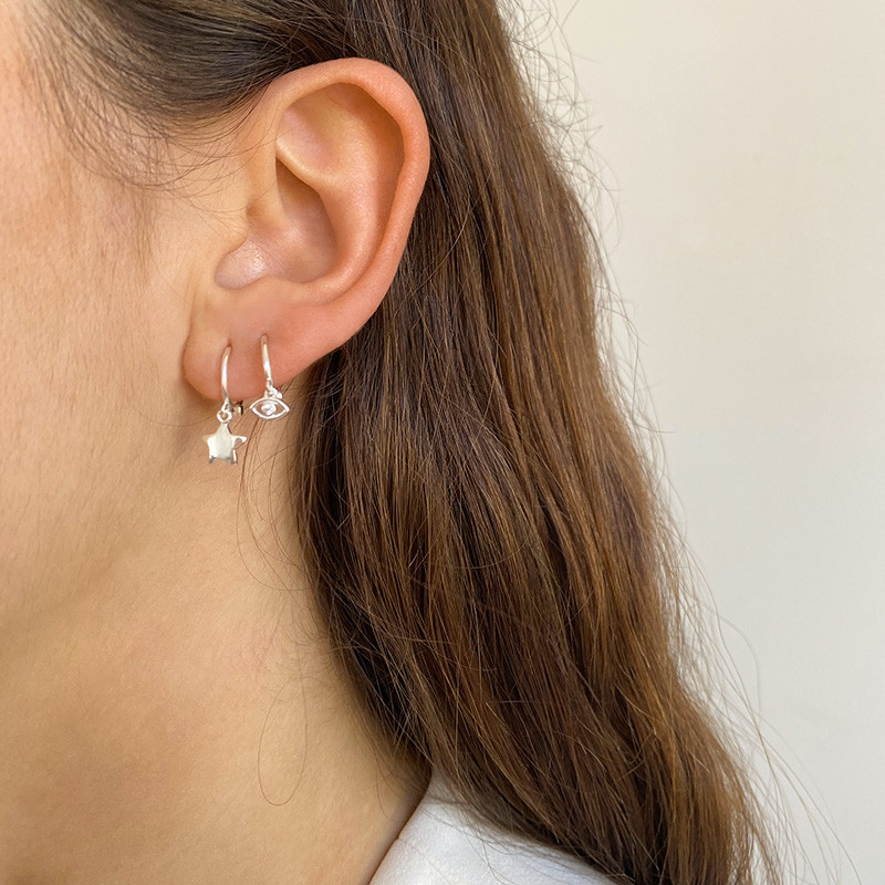 Boucle à l'unité Argent oeil strass