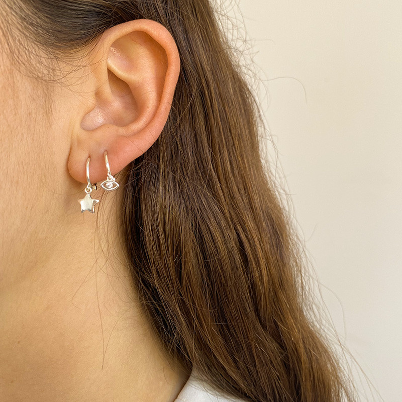 Boucle à l'unité Argent oeil strass