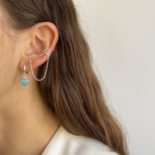 Boucle à l'unité Argent clou et earcuff