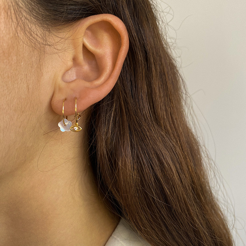 Boucle à l'unité Dorée Oeil Strass