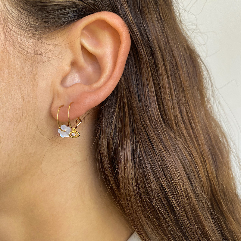 Boucle à l'unité Dorée Oeil Strass