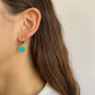 Boucle à l'unité dorée ronde Turquoise Africaine