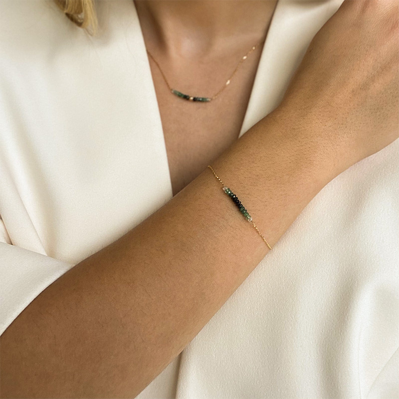 Bracelet or 18 carats et Emeraude