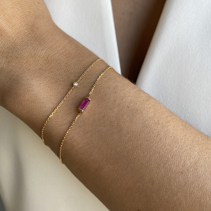 Bracelet or 18 carats solitaire diamant