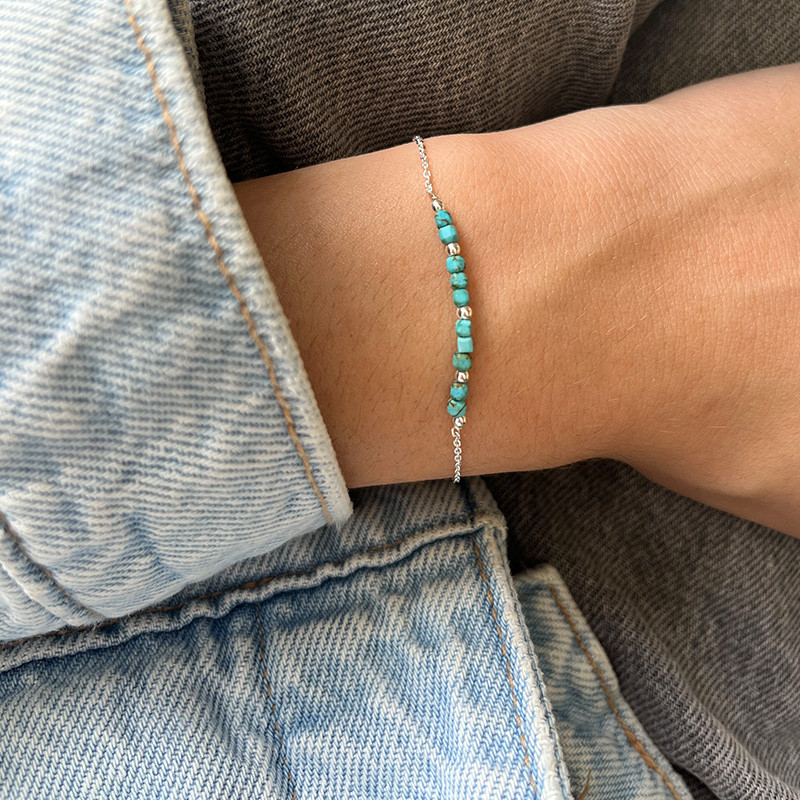 Bracelet Argent barrette pierres fines