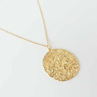 Collier Plaqué or Médaille texturée 25mm