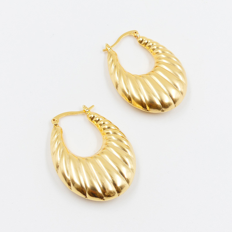 Créoles acier doré panier texturées 40mm