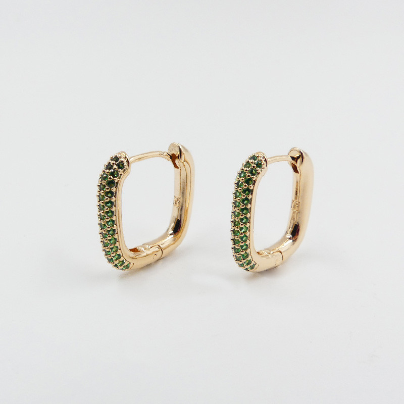 Boucles d'oreilles plaqué or strass vert